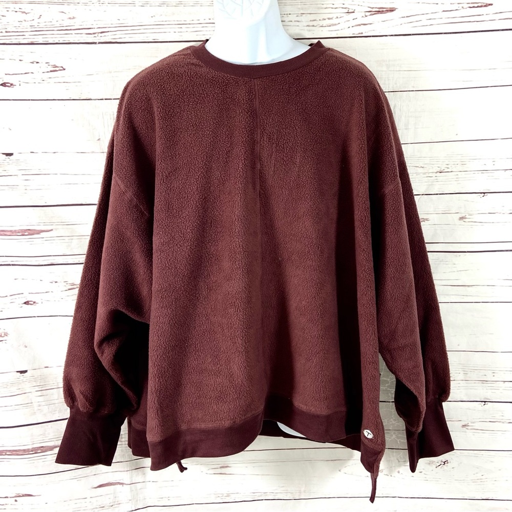 Tahari Sport Sweatshirt Women’s 2X Burgundy High Low Crew Neck Fleece
